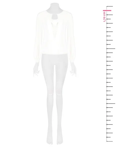 Fitted Georgette Blouse with Deep V-Neck Rinascimento