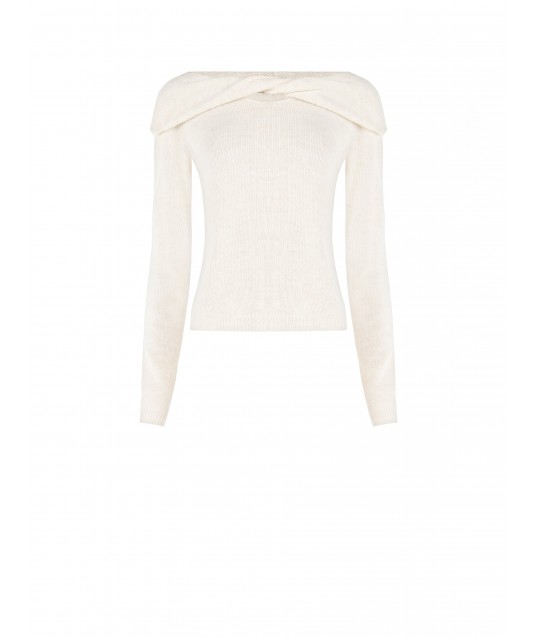 Rinascimento Pleated Sweater with Roll Neckline