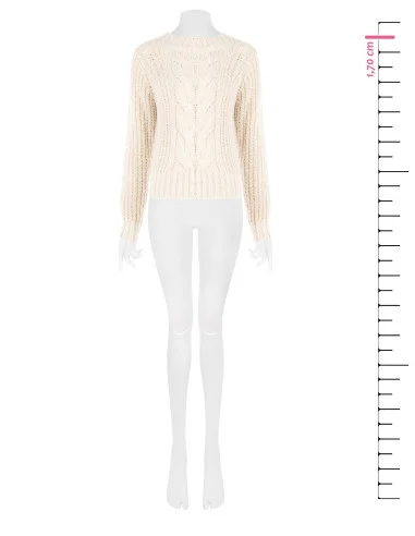 Maglione Con Trama A Treccia Maxi E Girocollo Ampio Rinascimento