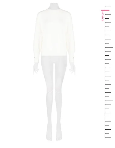 Oversized Sweater with Jewel Buttons at the Cuffs Rinascimento