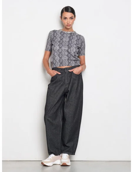 Wide-Leg Jeans with Logo Label on the Back Pocket Rinascimento