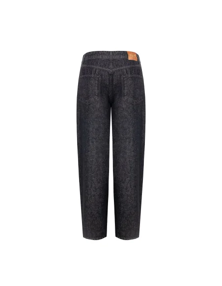 Jeans Wide Leg Con Targhetta Logo Su Tasca Dietro Rinascimento
