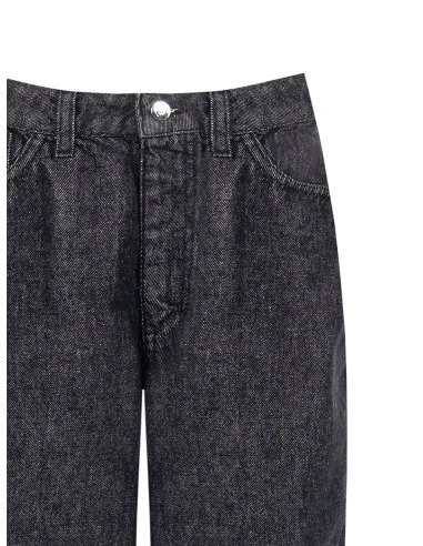 Jeans Wide Leg Con Targhetta Logo Su Tasca Dietro Rinascimento