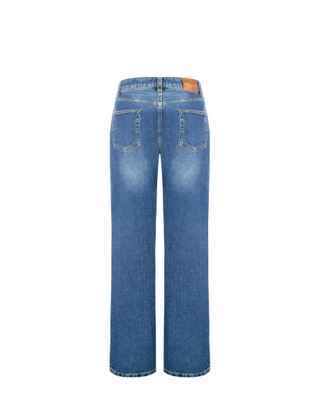 Straight-Leg Jeans with Logo Patch on Back Pocket Rinascimento