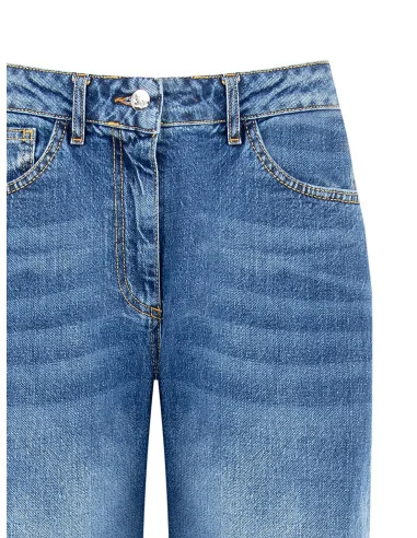 Straight-Leg Jeans with Logo Patch on Back Pocket Rinascimento