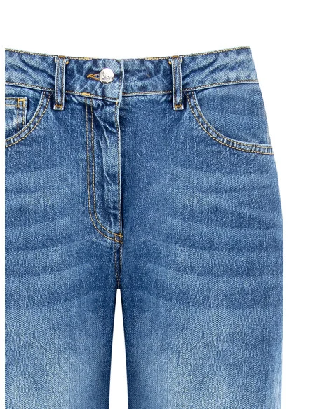 Straight-Leg Jeans with Logo Patch on Back Pocket Rinascimento