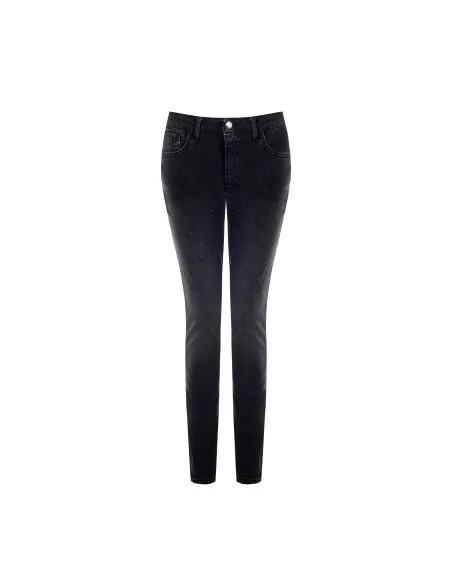 Jeans Skinny Elasticizzati Con Strass Logo Su Tasca Dietro Rinascimento