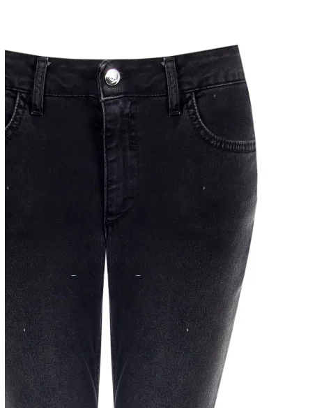 Stretch Skinny Jeans with Rhinestone Logo on Back Pocket Rinascimento