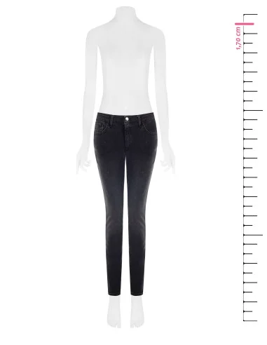 Jeans Skinny Elasticizzati Con Strass Logo Su Tasca Dietro Rinascimento