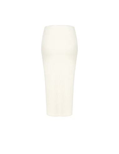 Ribbed Knit Pencil Skirt with RR Logo Plaque Rinascimento