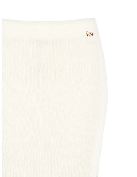 Ribbed Knit Pencil Skirt with RR Logo Plaque Rinascimento