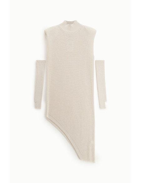 Vestito Midi Asimmetrico A Coste Con Maniche Amovibili Dixie