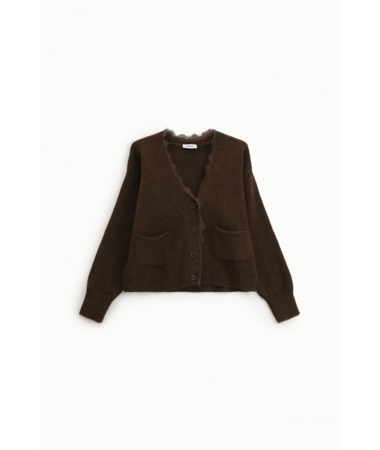 Cardigan Con Scollo A V E Tasche Frontali Dixie