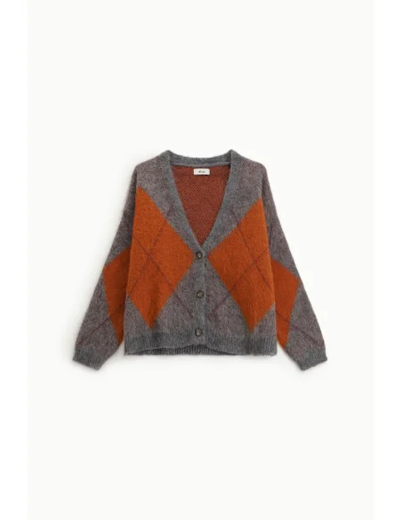 Cardigan Con Motivo A Rombi E Chiusura A Bottoni Dixie