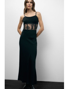 Abito Lungo Con Inserti In Pizzo E Spalline Sottili Dixie