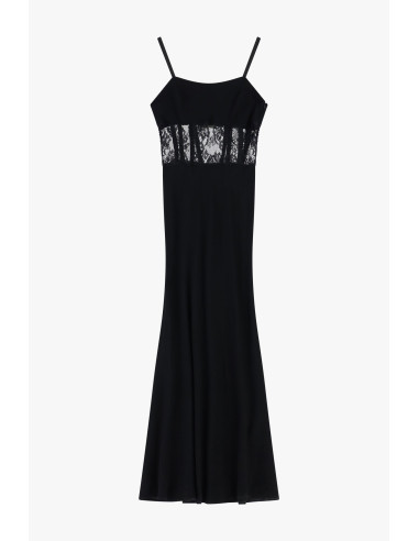 Long Dress With Lace Inserts And Thin Straps Dixie - Vestiti Firmat...