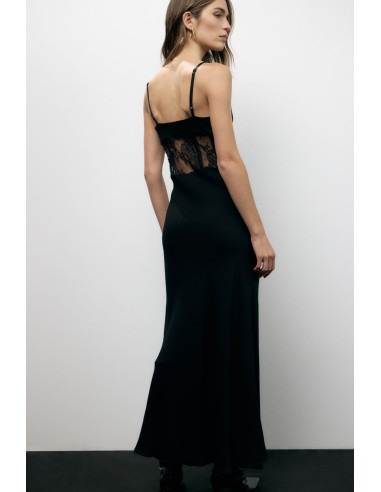 Long Dress With Lace Inserts And Thin Straps Dixie - Vestiti Firmat...