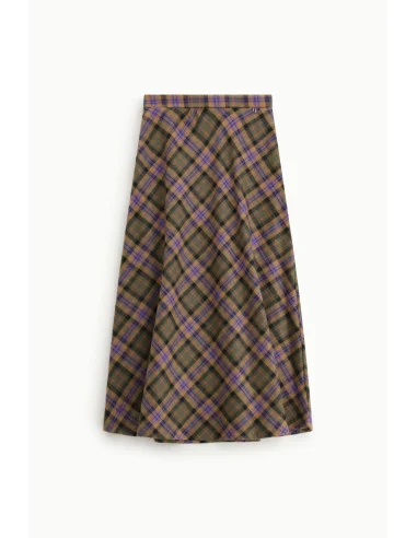 Jupe midi évasée à motif écossais Dixie