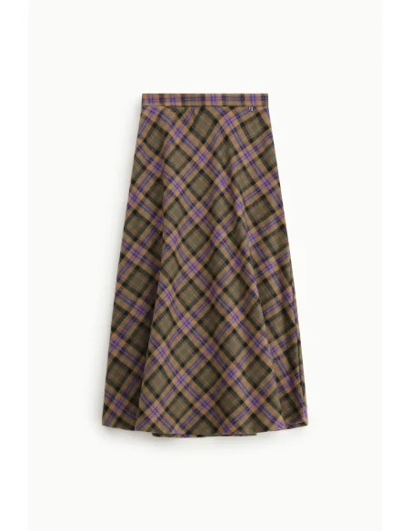 Jupe midi évasée à motif écossais Dixie