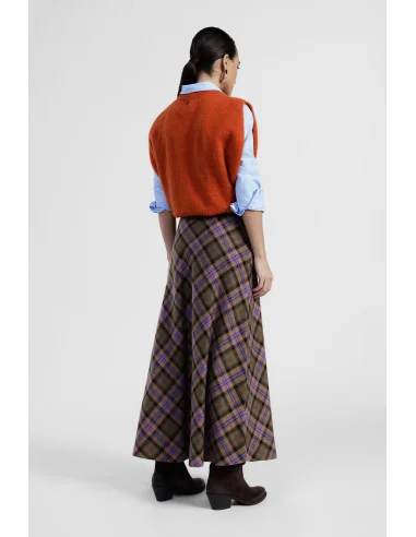 Jupe midi évasée à motif écossais Dixie