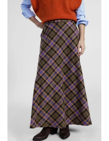 Midi Flared Skirt in Dixie Plaid Pattern