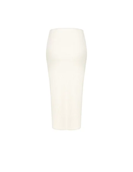 Ribbed Knit Pencil Skirt with RR Logo Plaque Rinascimento