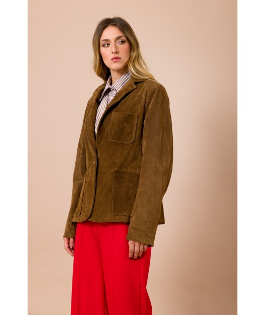 Giacca In Crosta Con Tasche Applicate Maryley