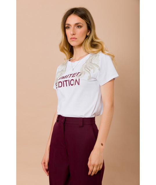 T-Shirt Limited Edition Con Applicazioni Gioiello Maryley