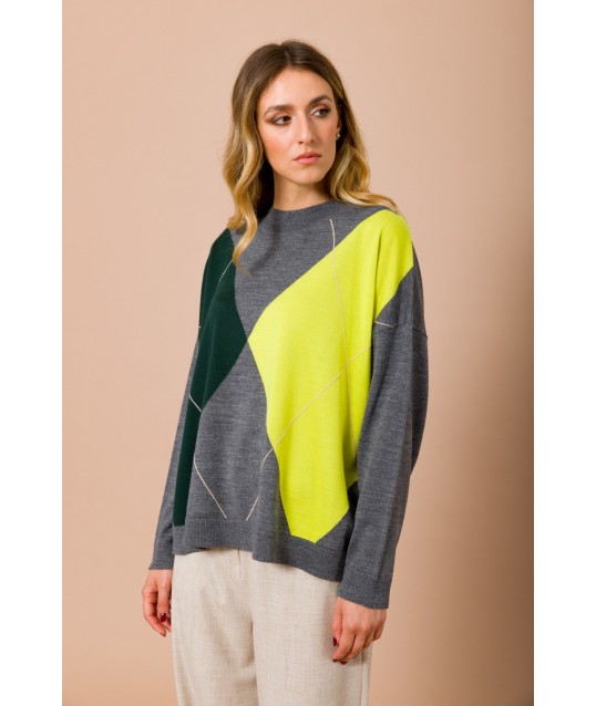 Jersey à manches longues avec motif argyle Maryley