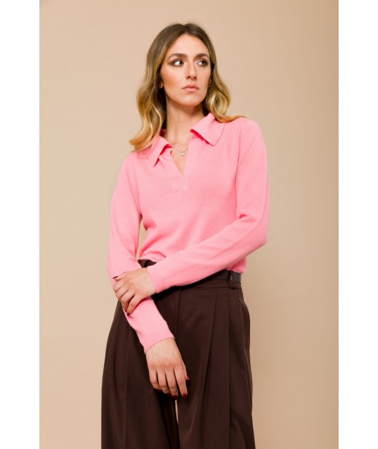 Maryley Long-sleeved Knitted Polo Shirt