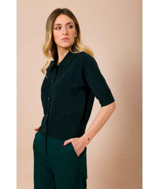 Maryley - Col chemise et cardigan à manches courtes