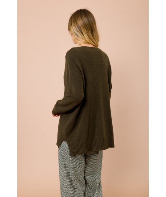 Cardigan Oversize Con Scollo A V E Spacchetti Laterali Maryley