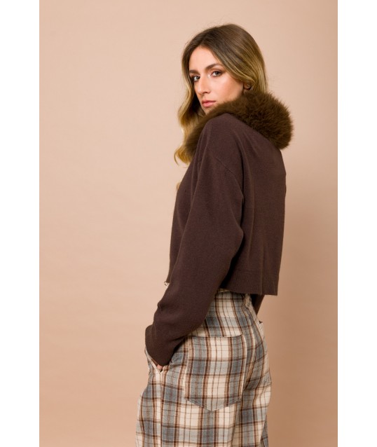 Cardigan Con Collo In Ecopelliccia Staccabile Maryley