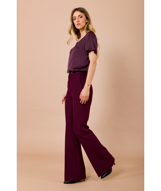 Maryley Viscose Satin Short Sleeve Crew Neck T-Shirt