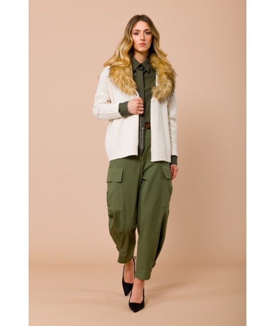 Cargo Trousers With Laces On The Bottom. Elastic Waistband And Matching Belt Maryley