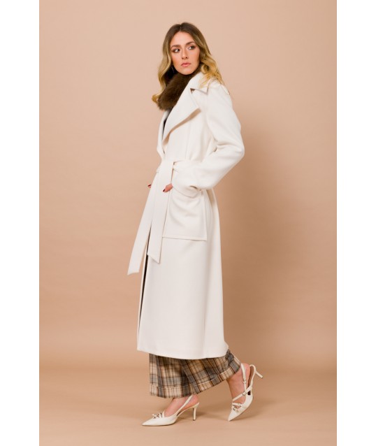 Manteau doublé à simple boutonnage avec poches et ceinture Maryley