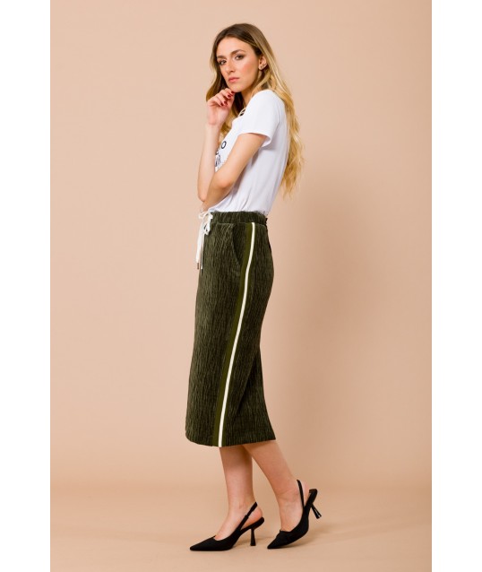 Longuette With Ribbed Bands And Drawstring Waist And Centre Back Slit Maryley