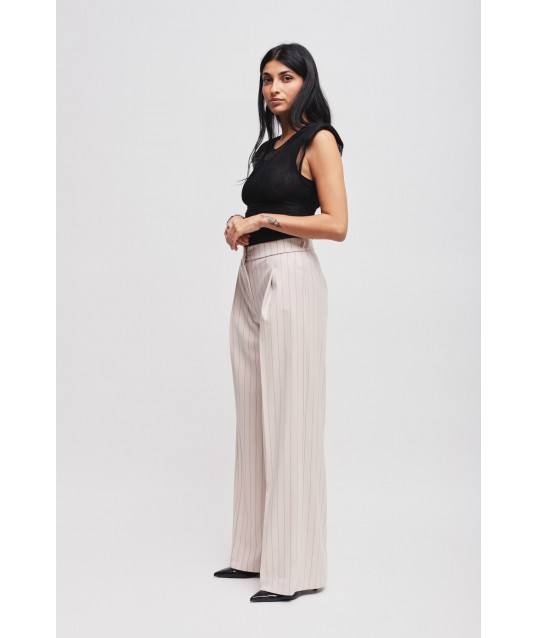 Pinstriped Palace Trousers With Pleats On Front And Elasticated Waist Maryley