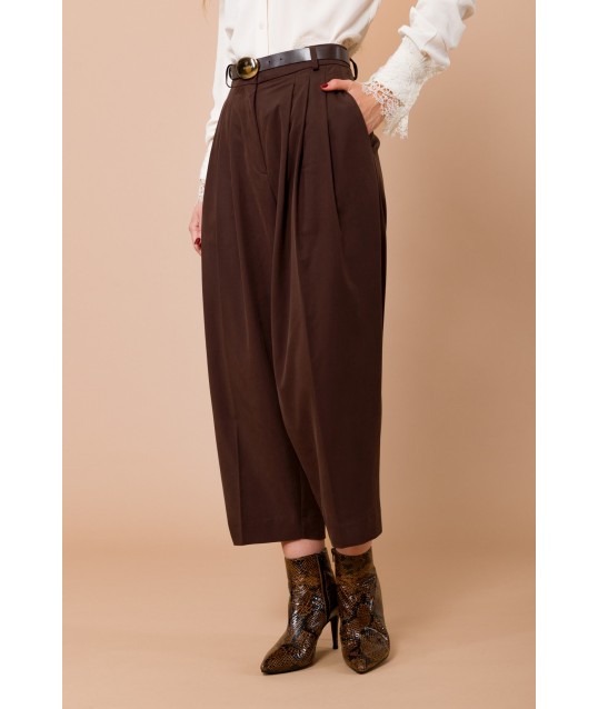 Trousers With Pleats On Front And Waist Belt Maryley