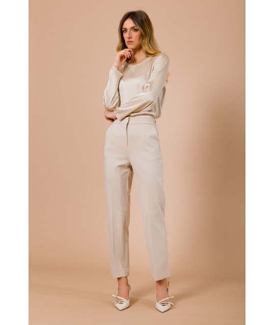 Pantalon droit à maille Milano avec dos élastique Maryley