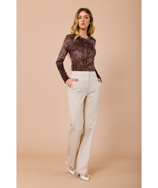 Pantalone In Punto Milano Palazzo Con Tasche Alla Francese Maryley