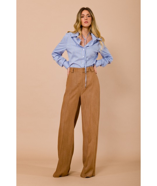 Pantalone Palazzo Con Passanti E Tasche Alla Francese Maryley