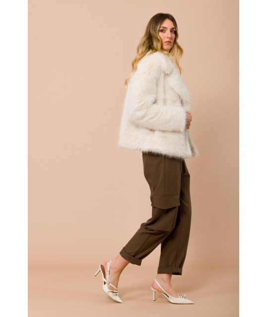 Cargo Trousers With Elasticated Waistband In Back And Charms On Front Maryley