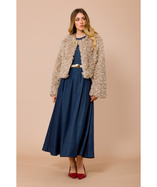 Robe longue sans manches avec ceinture et jupe évasée Maryley