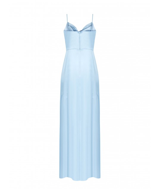 Satin Long Dress With Draped Neckline Rinascimento