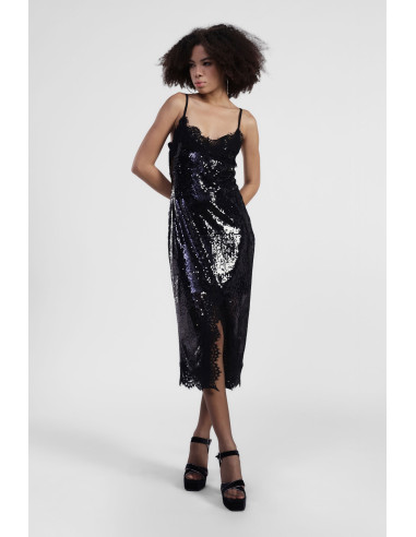 Robe midi avec paillettes et fines bretelles Dixie