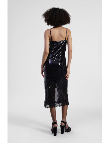 Vestito Midi Con Paillettes E Spalline Sottili Dixie