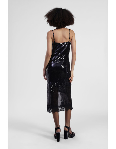 Robe midi avec paillettes et fines bretelles Dixie