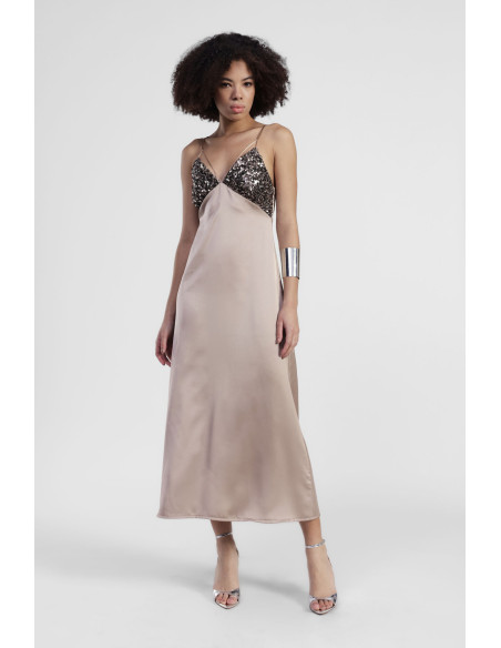 Midi Dress With Straps And Sequined Top Dixie