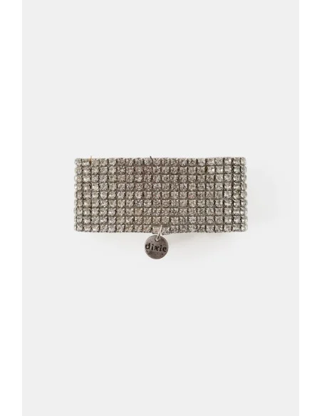 Bracciale Rigido Con Strass A Fascia Larga E Ciondolo Dixie